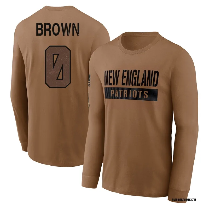 A.J. Brown New England Patriots Men's Brown 2023 Salute To Service Long Sleeve T-Shirt