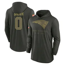 A.J. Brown New England Patriots Men's Forest/Green 2025 Salute to Service Sideline Lightweight Hooded Pullover Long Sleeve T-Shi