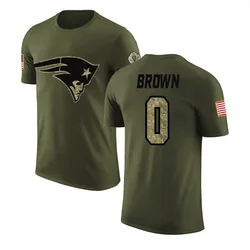 A.J. Brown New England Patriots Men's Legend Brown Olive Salute to Service T-Shirt