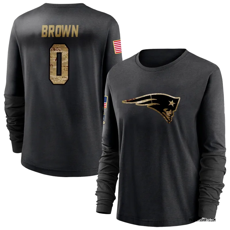 A.J. Brown New England Patriots Women's Black 2020 Salute To Service Sideline Performance Long Sleeve T-Shirt