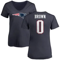 A.J. Brown New England Patriots Women's Brown Name & Number Logo T-Shirt - Navy