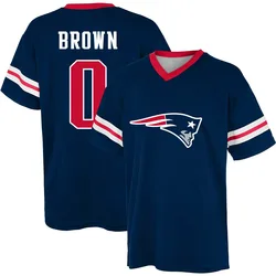 A.J. Brown New England Patriots Youth Brown Navy Name & Number Game Day V-Neck T-Shirt