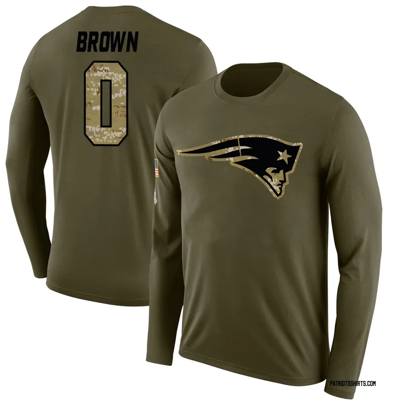 A.J. Brown New England Patriots Youth Legend Brown Salute to Service Sideline Olive Long Sleeve T-Shirt