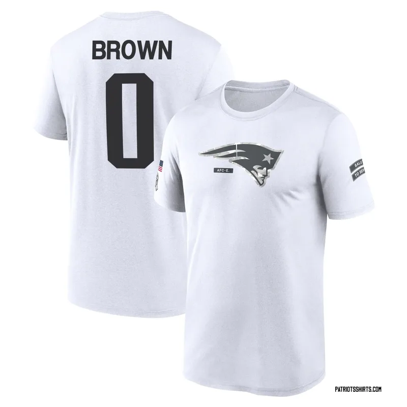 A.J. Brown New England Patriots Youth Legend White 2024 Salute to Service Performance T-Shirt