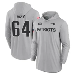 Jacob Rizy New England Patriots Men's Gray 2024 Salute to Service Lightweight Performance Long Sleeve Hooded T-Shirt