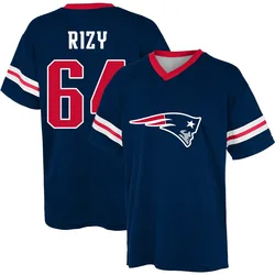 Jacob Rizy New England Patriots Men's Navy Name & Number Game Day V-Neck T-Shirt