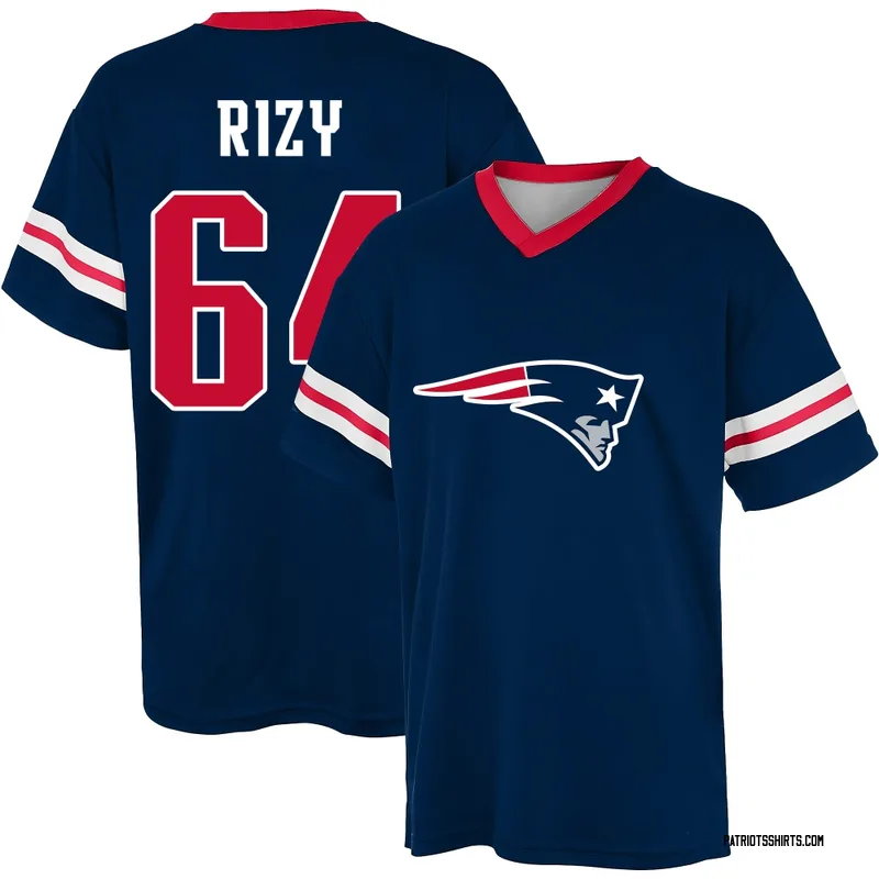 Jacob Rizy New England Patriots Men's Navy Name & Number Game Day V-Neck T-Shirt