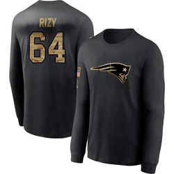 Jacob Rizy New England Patriots Youth Black 2020 Salute To Service Sideline Performance Long Sleeve T-Shirt