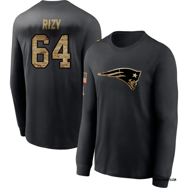 Jacob Rizy New England Patriots Youth Black 2020 Salute To Service Sideline Performance Long Sleeve T-Shirt