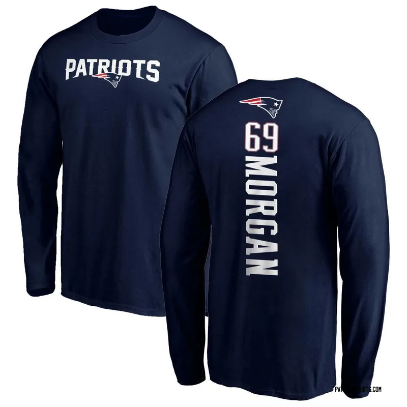JonDarius Morgan New England Patriots Men's Navy Backer Long Sleeve T-Shirt -