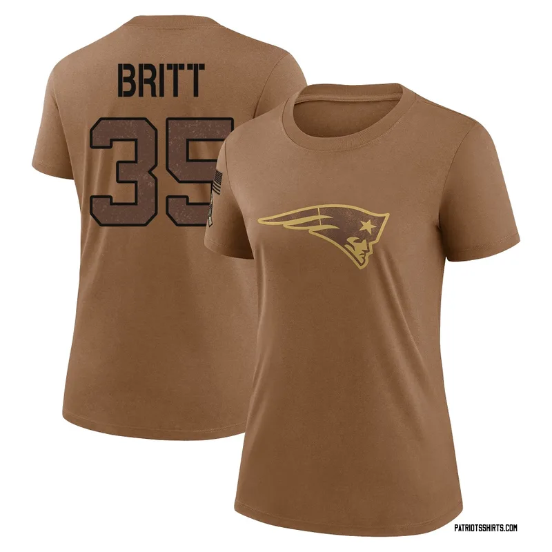 K.J. Britt New England Patriots Women's Legend Brown 2023 Salute To Service Performance T-Shirt