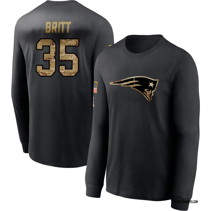 K.J. Britt New England Patriots Youth Black 2020 Salute To Service Sideline Performance Long Sleeve T-Shirt