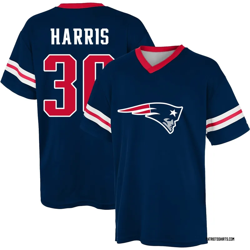 Kenneth Harris New England Patriots Men's Navy Name & Number Game Day V-Neck T-Shirt