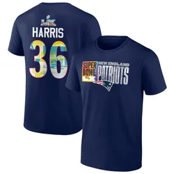 Kenneth Harris New England Patriots Men's Navy Super Bowl LX Name & Number T-Shirt