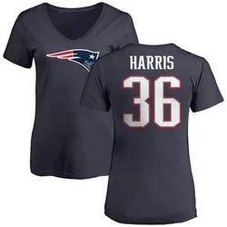 Kenneth Harris New England Patriots Women's Navy Name & Number Logo T-Shirt -
