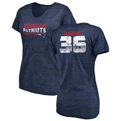 Kenneth Harris New England Patriots Women's Navy by Retro Tri-Blend V-Neck T-Shirt -