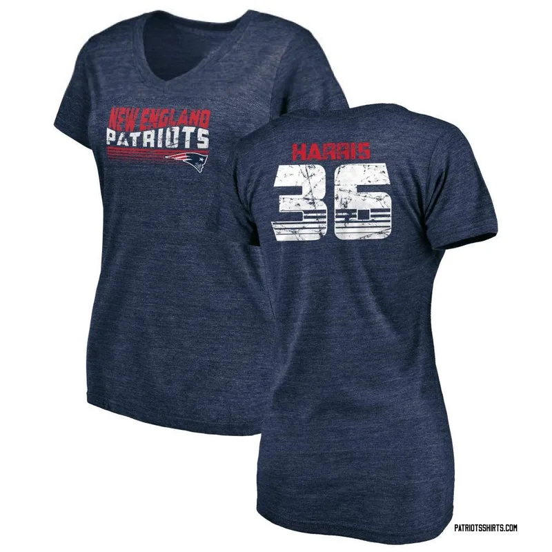 Kenneth Harris New England Patriots Women's Navy by Retro Tri-Blend V-Neck T-Shirt -