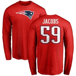 Khalil Jacobs New England Patriots Youth Red Name & Number Logo Long Sleeve T-Shirt -