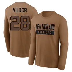Kindle Vildor New England Patriots Men's Brown 2023 Salute To Service Long Sleeve T-Shirt