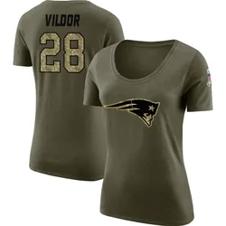Kindle Vildor New England Patriots Women's Legend Olive Salute to Service Scoop Neck T-Shirt
