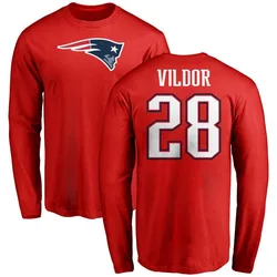 Kindle Vildor New England Patriots Youth Red Name & Number Logo Long Sleeve T-Shirt -