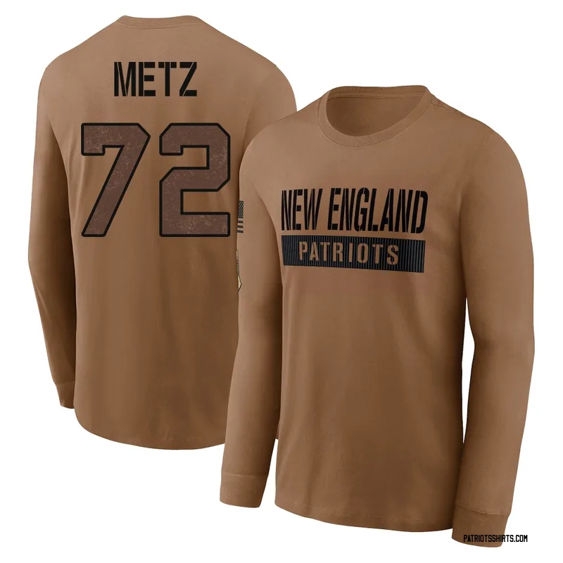 Lorenz Metz New England Patriots Youth Brown 2023 Salute To Service Long Sleeve T-Shirt