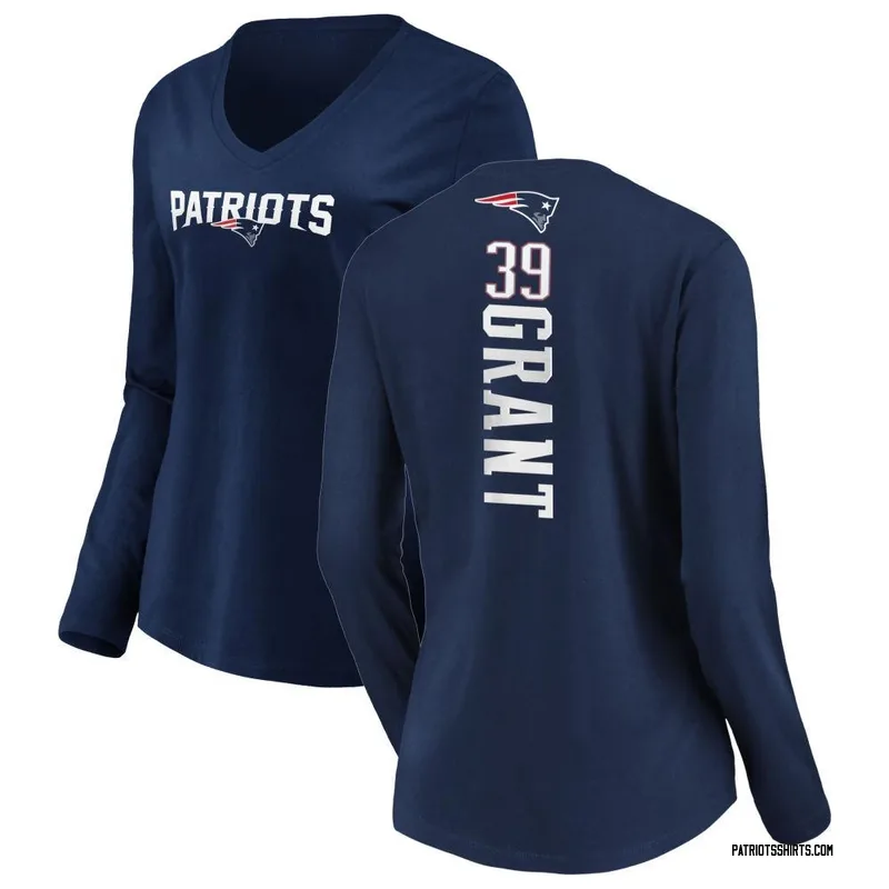 Richie Grant New England Patriots Women's Navy Backer Slim Fit Long Sleeve T-Shirt -