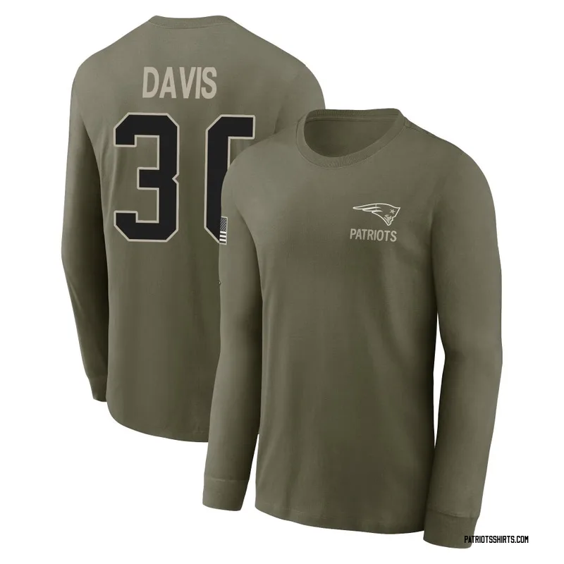Tyler Davis New England Patriots Men's Olive 2025 Salute to Service Sideline Long Sleeve T-Shirt