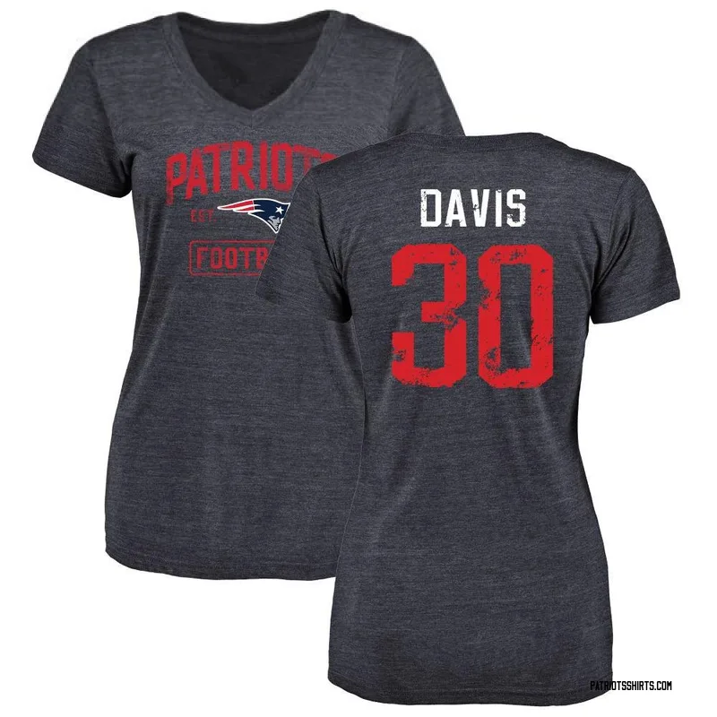 Tyler Davis New England Patriots Women's Navy Distressed Name & Number Tri-Blend V-Neck T-Shirt