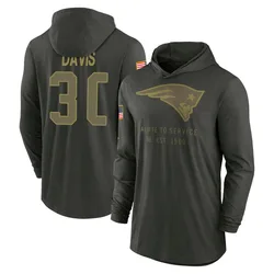 Tyler Davis New England Patriots Youth Forest/Green 2025 Salute to Service Sideline Lightweight Hooded Pullover Long Sleeve T-Sh