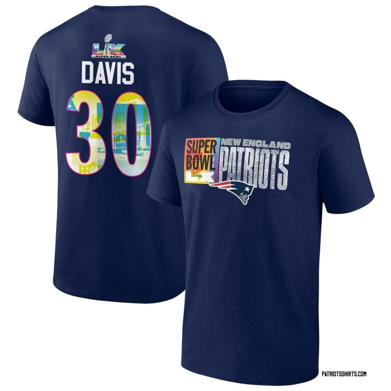 Tyler Davis New England Patriots Youth Navy Super Bowl LX Name & Number T-Shirt