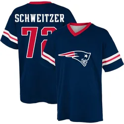 Wes Schweitzer New England Patriots Men's Navy Name & Number Game Day V-Neck T-Shirt